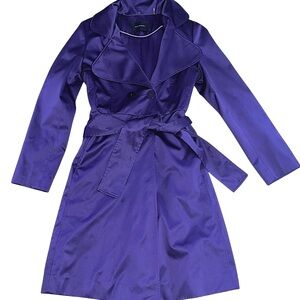 Tahari Purple Satin Trench Coat Size XS
